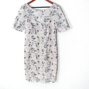 Adrianna Papell Women's Dress 10 Garden Soft Romantic Embroidered Pink Floral